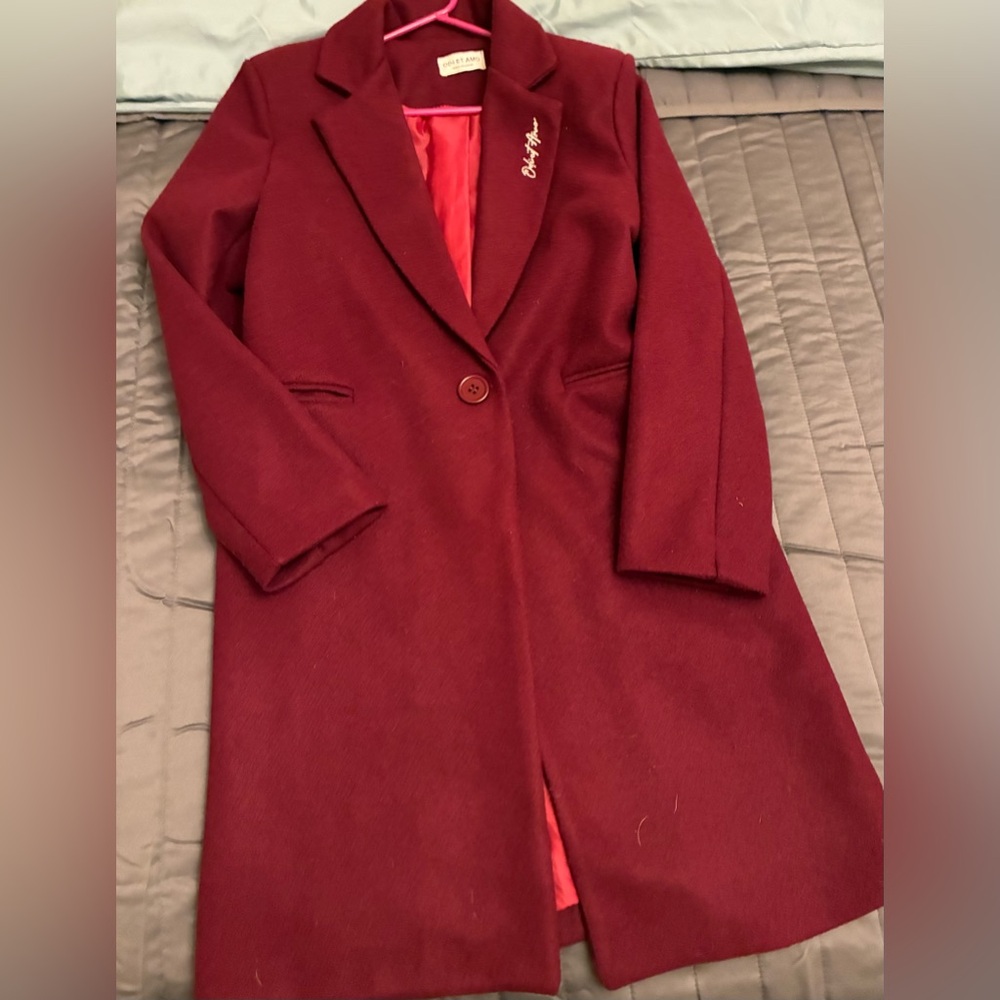 Women's Maroon Coat - Picture 5 of 12